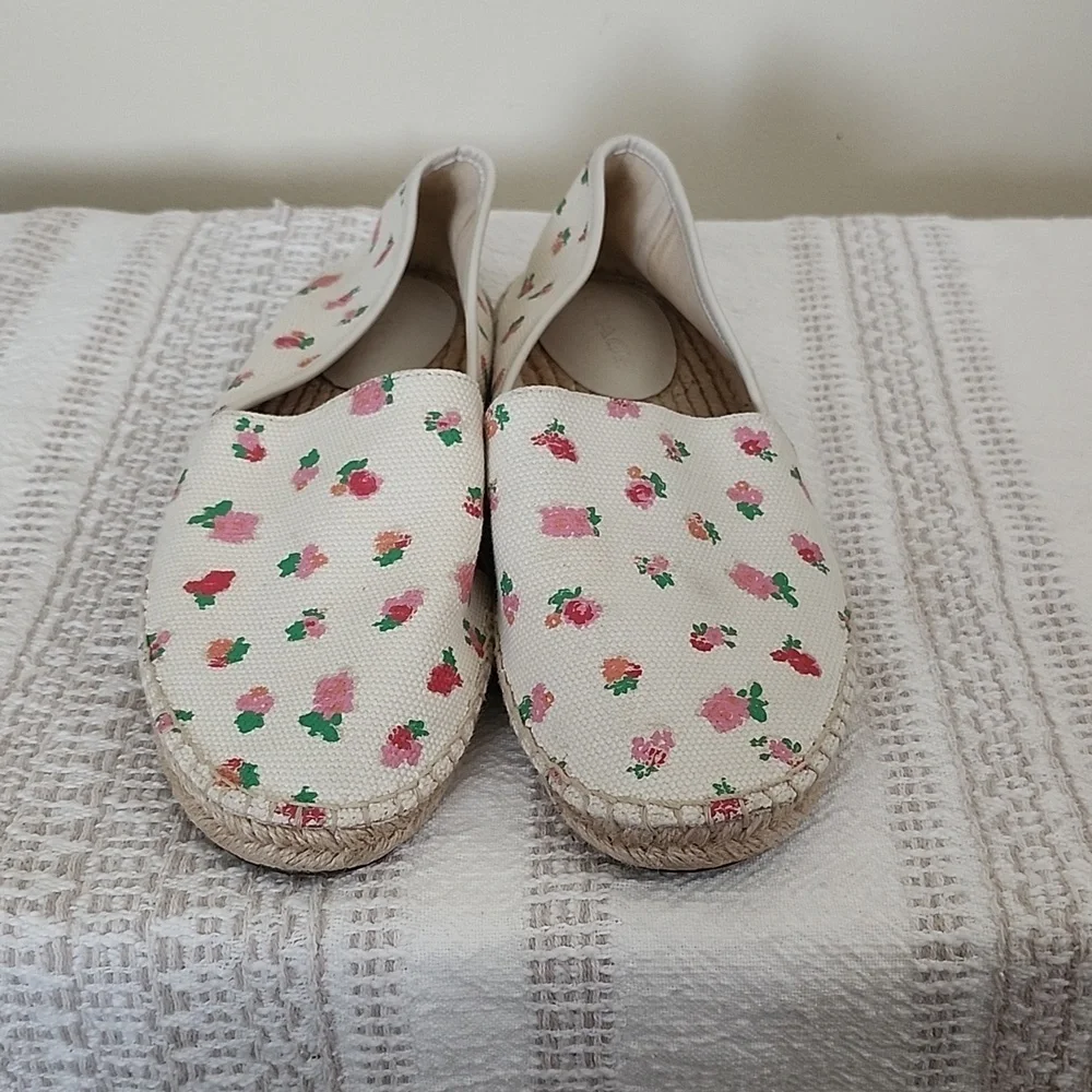 Coach canvas floral flat espadrille slip on shoes, women's size 9.5.